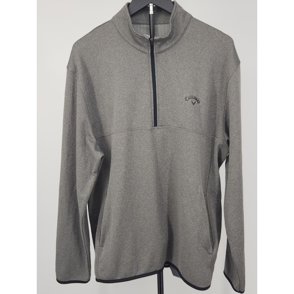 Callaway Mens XL Gray Waffle Lined Quarter Zip Golf Pullover Jacket Heathered